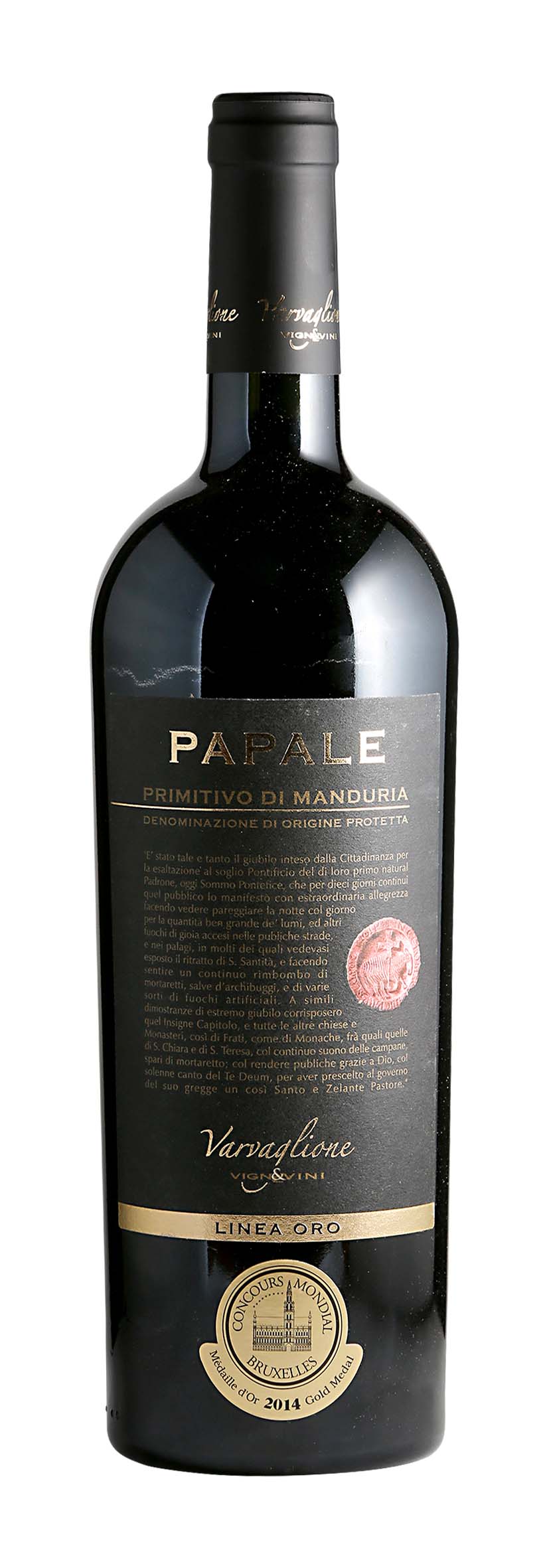 Primitivo di Manduria DOP Papale Linea Oro 2012