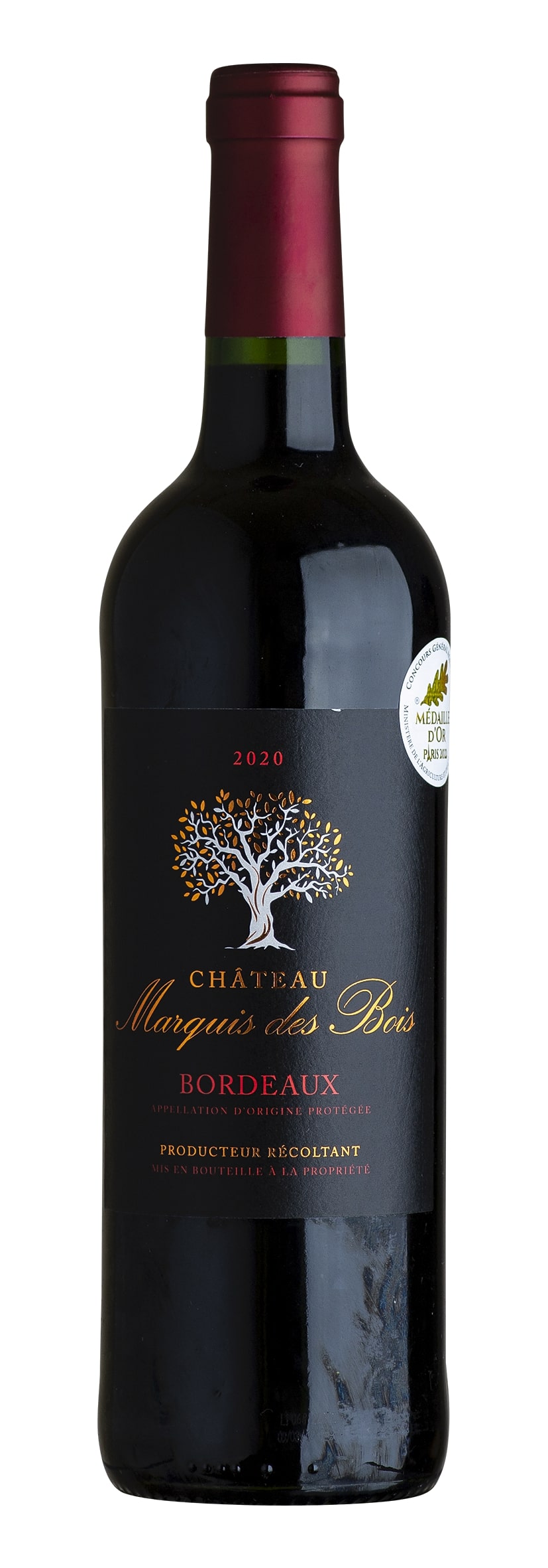 Bordeaux rouge AOC Château Marquis des Bois 2020