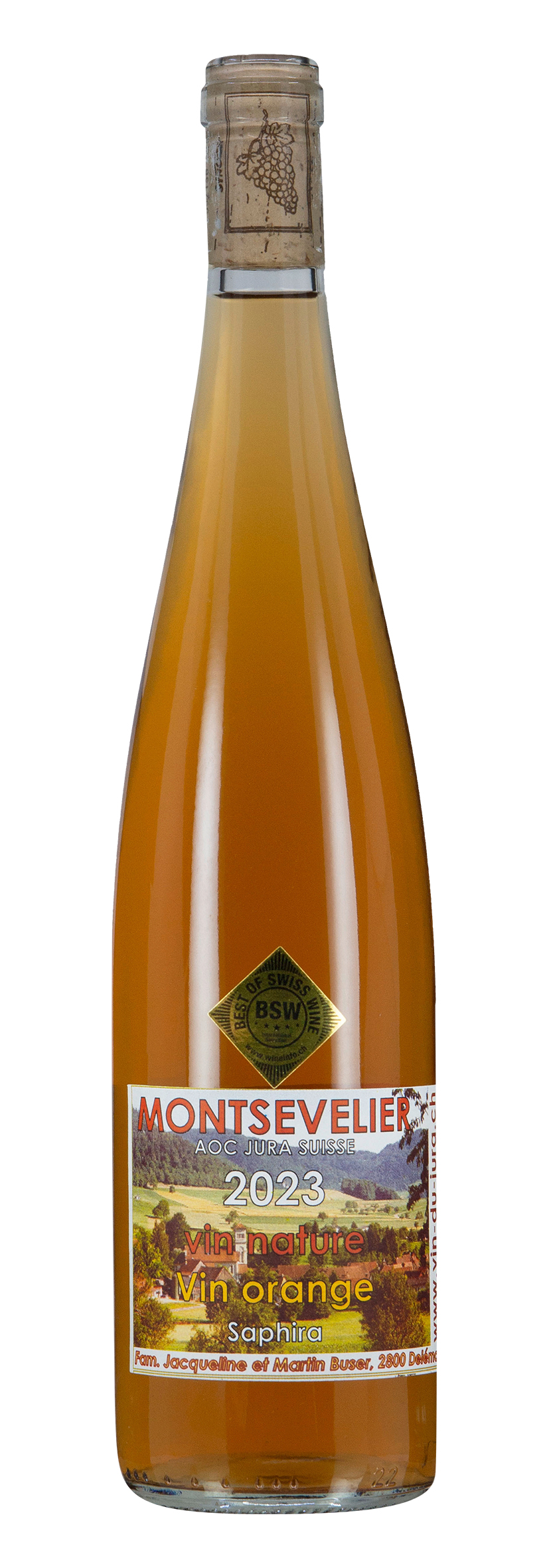 Montsevelier AOC Jura Vin orange Saphira 2023