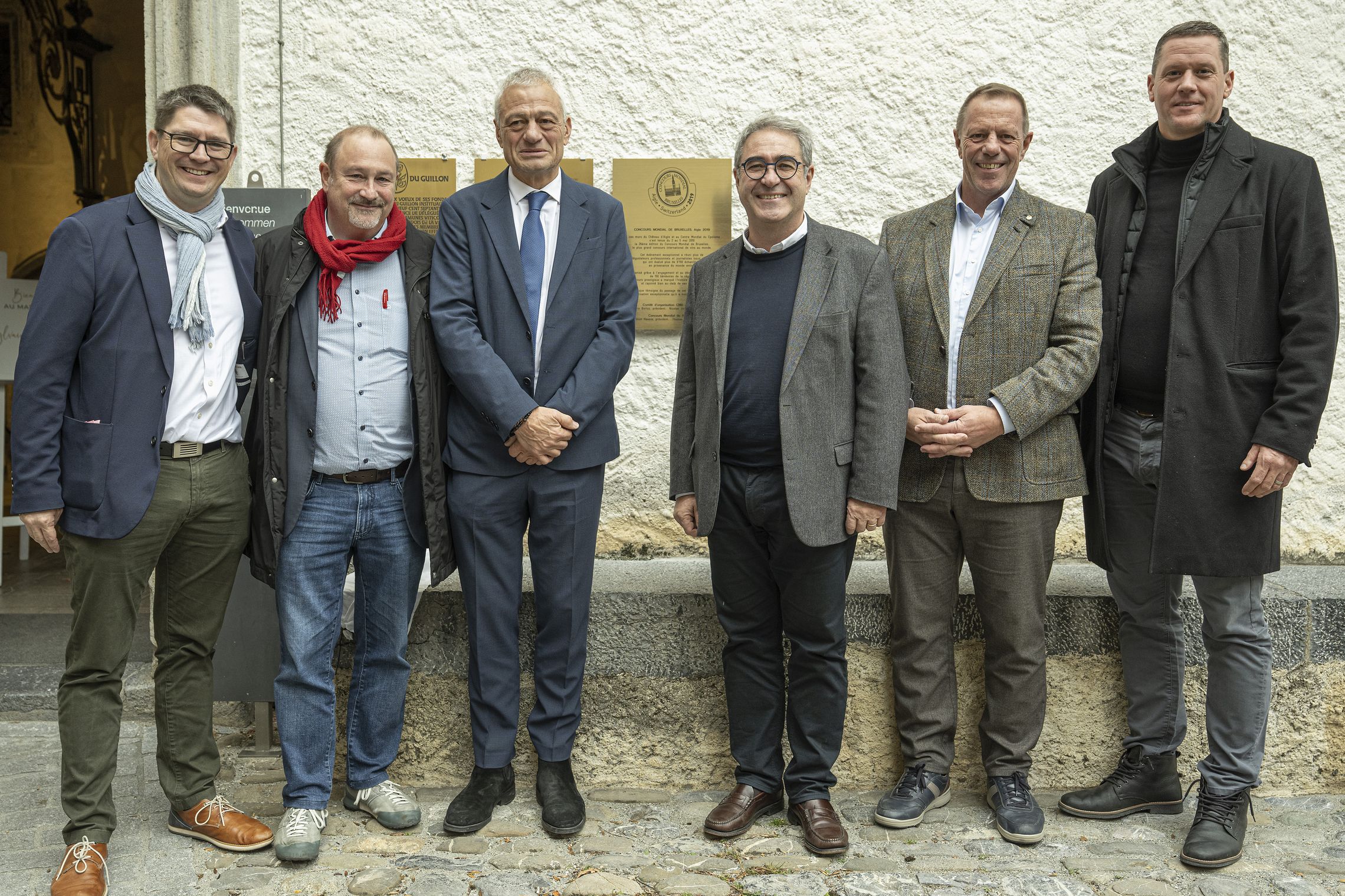 De gauche à droite: Nicolas Joss, Stéphane Montangero, Baudouin Havaux, Frédéric Borloz, Jean-Marc Udriot et Grégory Devaud (photo: CMB Aigle 2019 / Jean-Bernard Sieber)