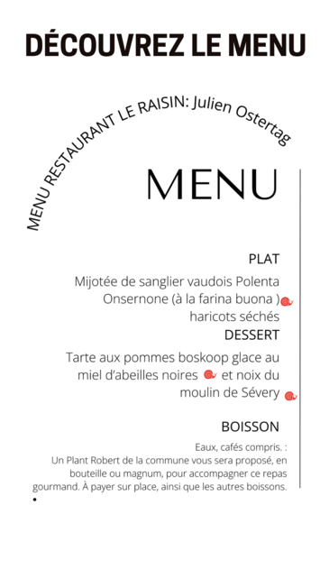 L'Auberge du Raisin terminera la soirée avec gourmandise. L'Auberge du Raisin terminera la soirée avec gourmandise.