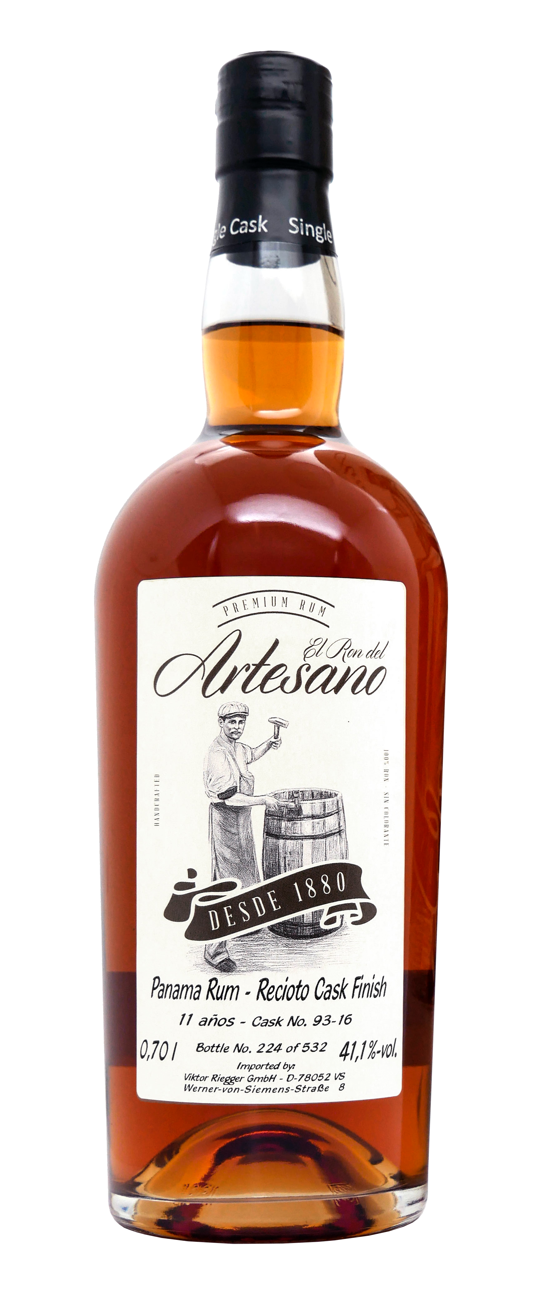 El Ron del Artesano - 11 Jahre Recioto Cask Finish Rum (Trinkstärke) 0